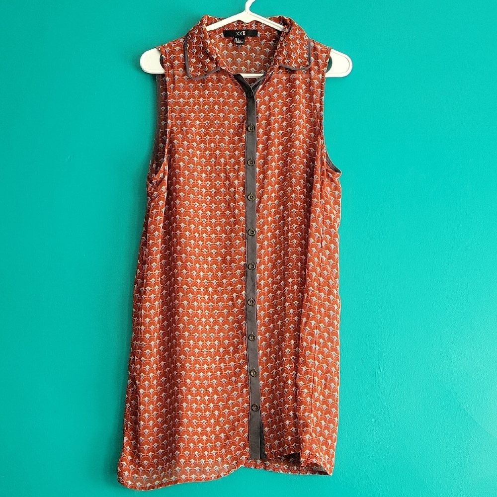 Orange Sleeveless Button-Up Tunic/dress